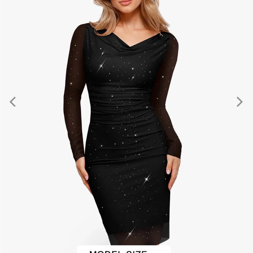 Stunning Black Long Sleeve Dress with Sparkle Detail